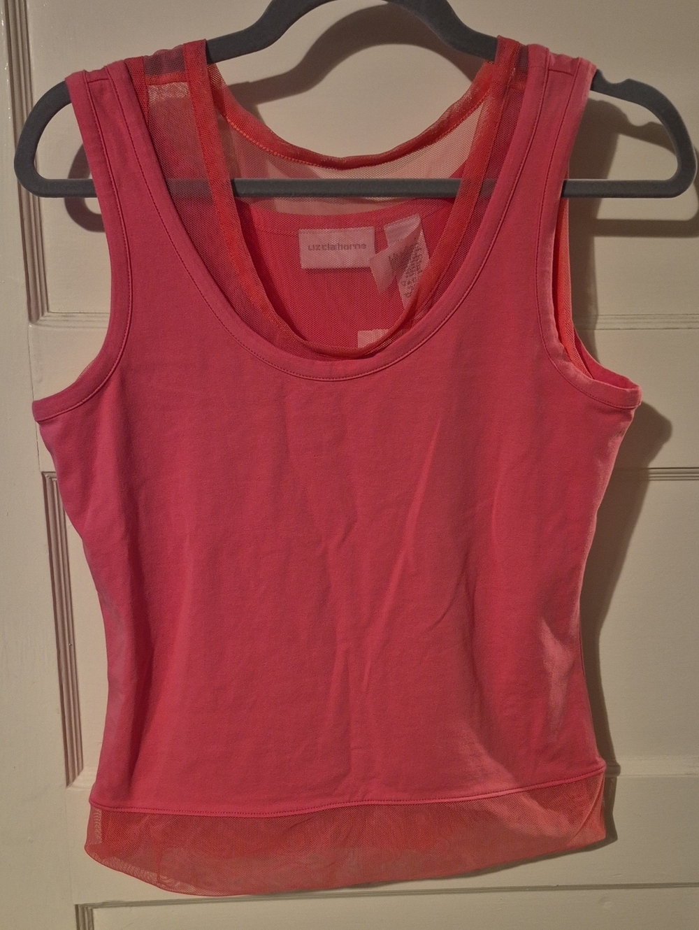 Liz Claiborne Pink Coral Mesh-Trim Sleeveless Tank